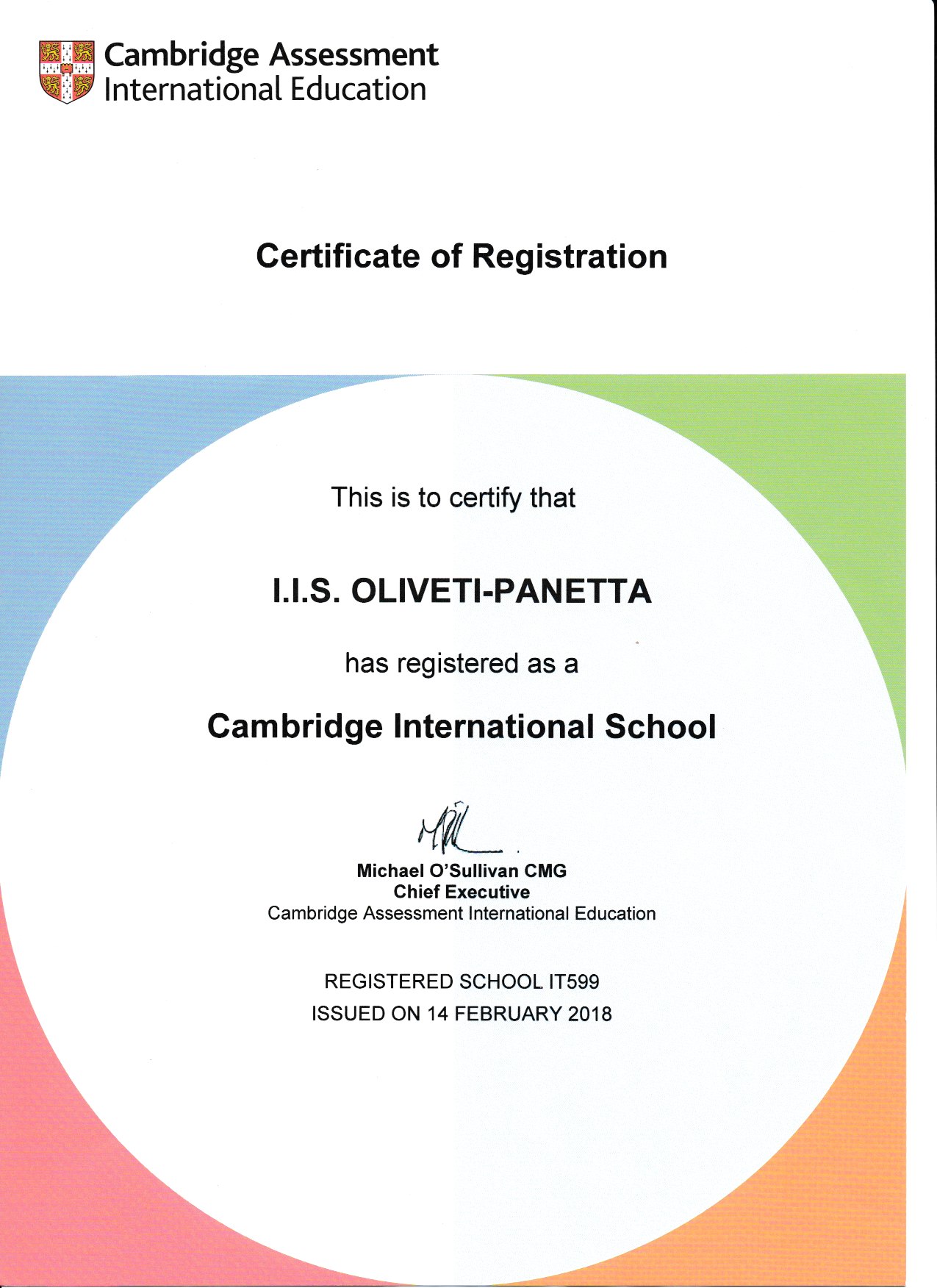 certificato Cambridge International School